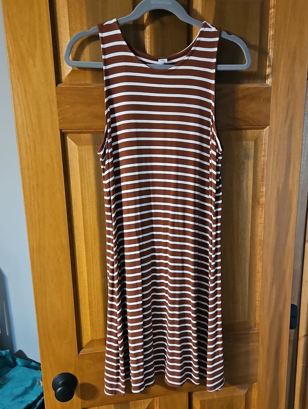Old Navy Striped Sleeveless A-Line Dress in Brown and White